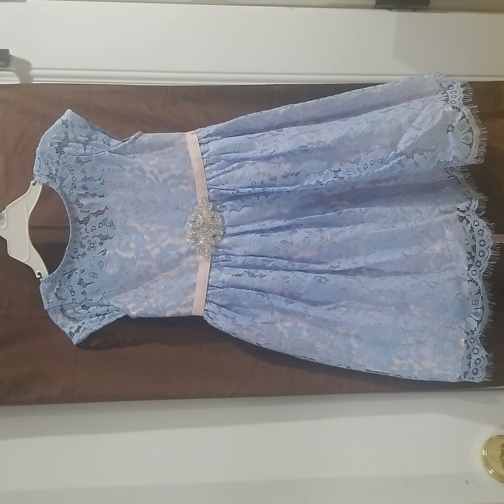 Girls beautiful blue and mauve dress
